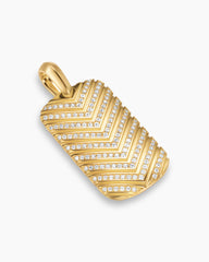 Chevron Tag in 18K Yellow Gold with Diamonds, 34mm