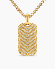 Chevron Tag in 18K Yellow Gold with Diamonds, 34mm