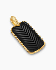 Chevron Tag in 18K Yellow Gold with Black Onyx, 34mm