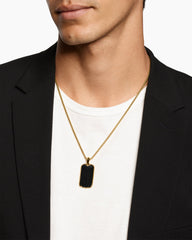 Chevron Tag in 18K Yellow Gold with Black Onyx, 34mm