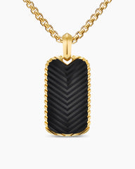 Chevron Tag in 18K Yellow Gold with Black Onyx, 34mm