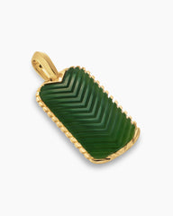 Chevron Tag in 18K Yellow Gold with Nephrite Jade, 34mm