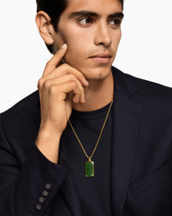 Chevron Tag in 18K Yellow Gold with Nephrite Jade, 34mm