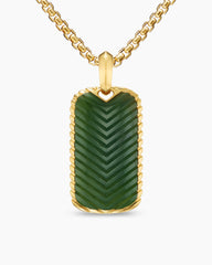 Chevron Tag in 18K Yellow Gold with Nephrite Jade, 34mm