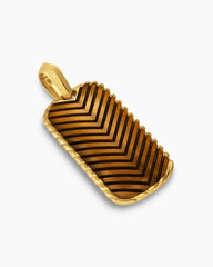 Chevron Tag in 18K Yellow Gold with Tiger's Eye, 34mm