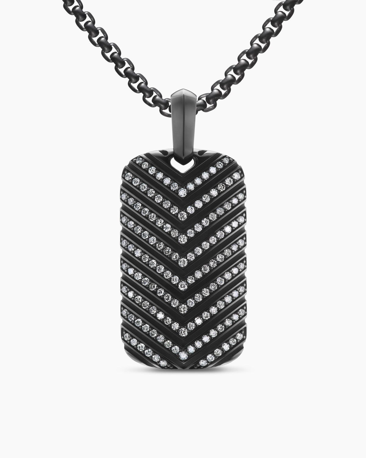 Chevron Tag in Black Titanium with Diamonds, 34mm