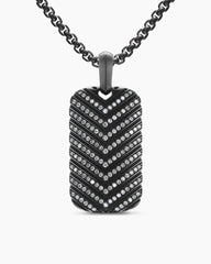 Chevron Tag in Black Titanium with Diamonds, 34mm
