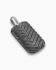 Chevron Tag in Sterling Silver with Black Diamonds, 34mm