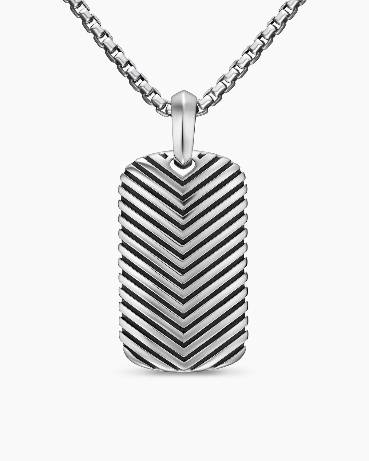 Chevron Tag in Sterling Silver, 34mm
