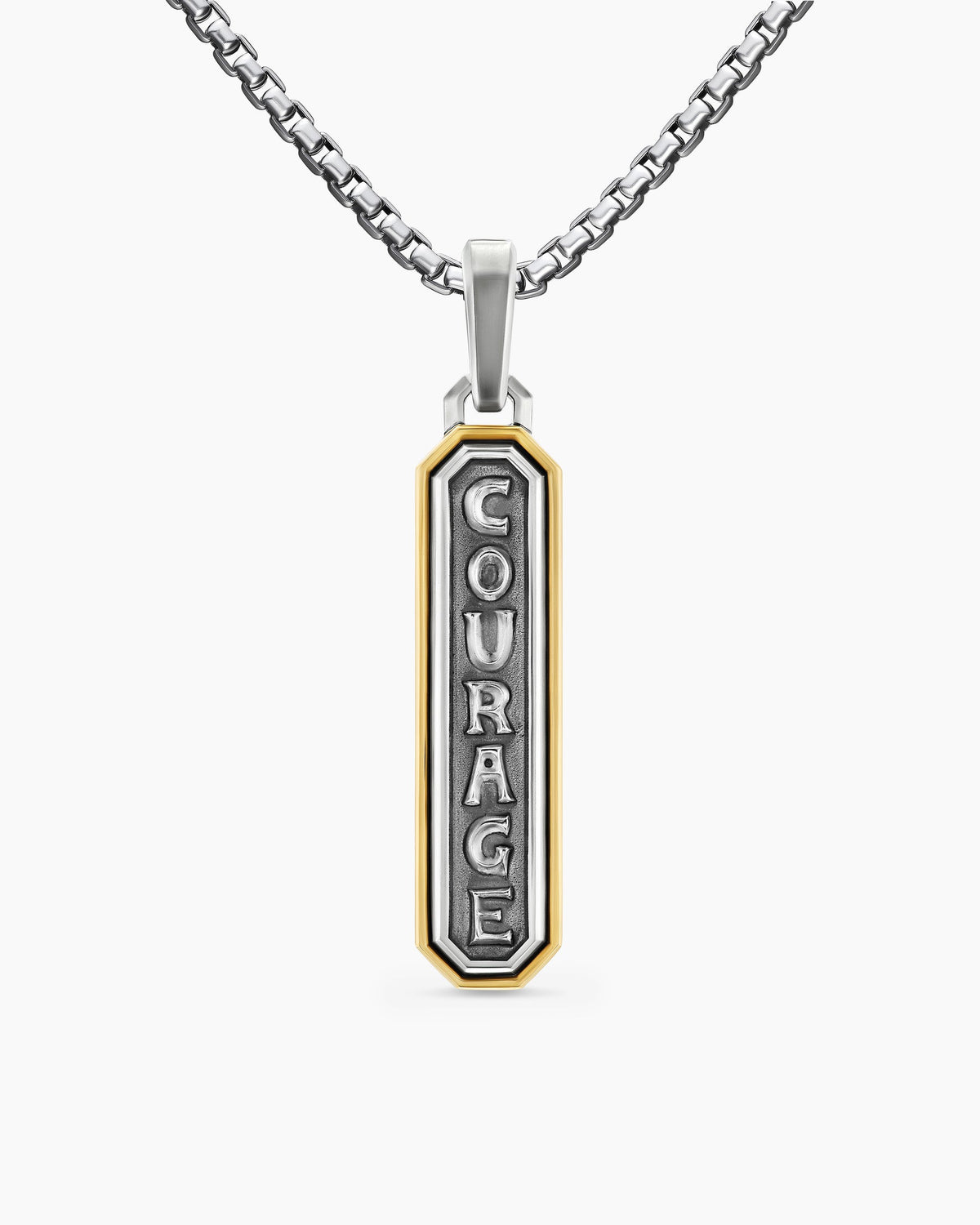 Courage Amulet in Sterling Silver with 14K Yellow Gold, 35mm