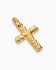 Chevron Cross Pendant in 18K Yellow Gold, 36mm