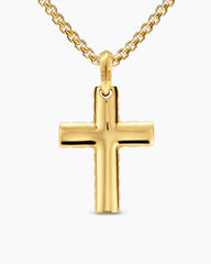 Chevron Cross Pendant in 18K Yellow Gold with Diamonds, 36mm