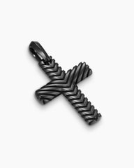 Chevron Cross Pendant in Black Titanium, 36mm
