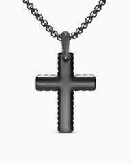Chevron Cross Pendant in Black Titanium, 36mm