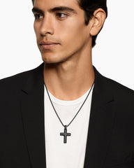 Chevron Cross Pendant in Black Titanium, 36mm