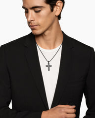 Chevron Cross Pendant in Black Titanium with Diamonds, 36mm
