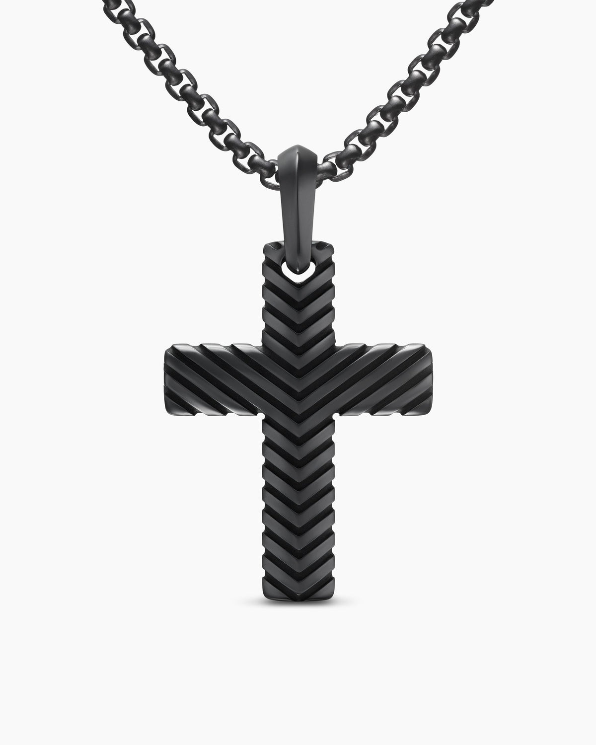 Chevron Cross Pendant in Black Titanium, 36mm