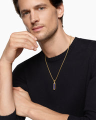 Streamline® Inlay Amulet in 18K Yellow Gold with Black Onyx and Lapis, 30.7mm