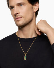 Streamline® Inlay Amulet in 18K Yellow Gold with Black Onyx and Malachite, 30.7mm