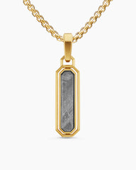 Streamline® Inlay Amulet in 18K Yellow Gold with Red Agate and Meteorite, 30.7mm
