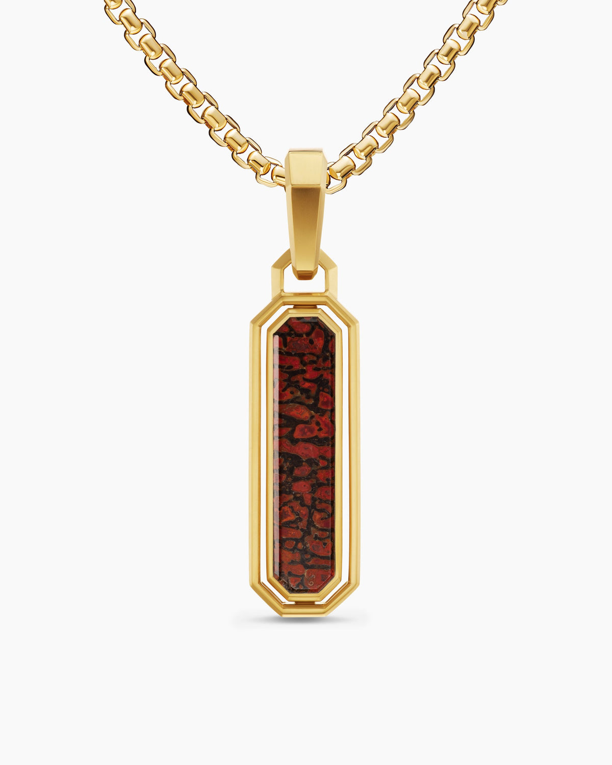 Streamline® Inlay Amulet in 18K Yellow Gold with Red Agate and Meteorite, 30.7mm