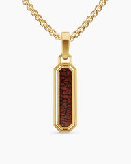 Streamline® Inlay Amulet in 18K Yellow Gold with Red Agate and Meteorite, 30.7mm