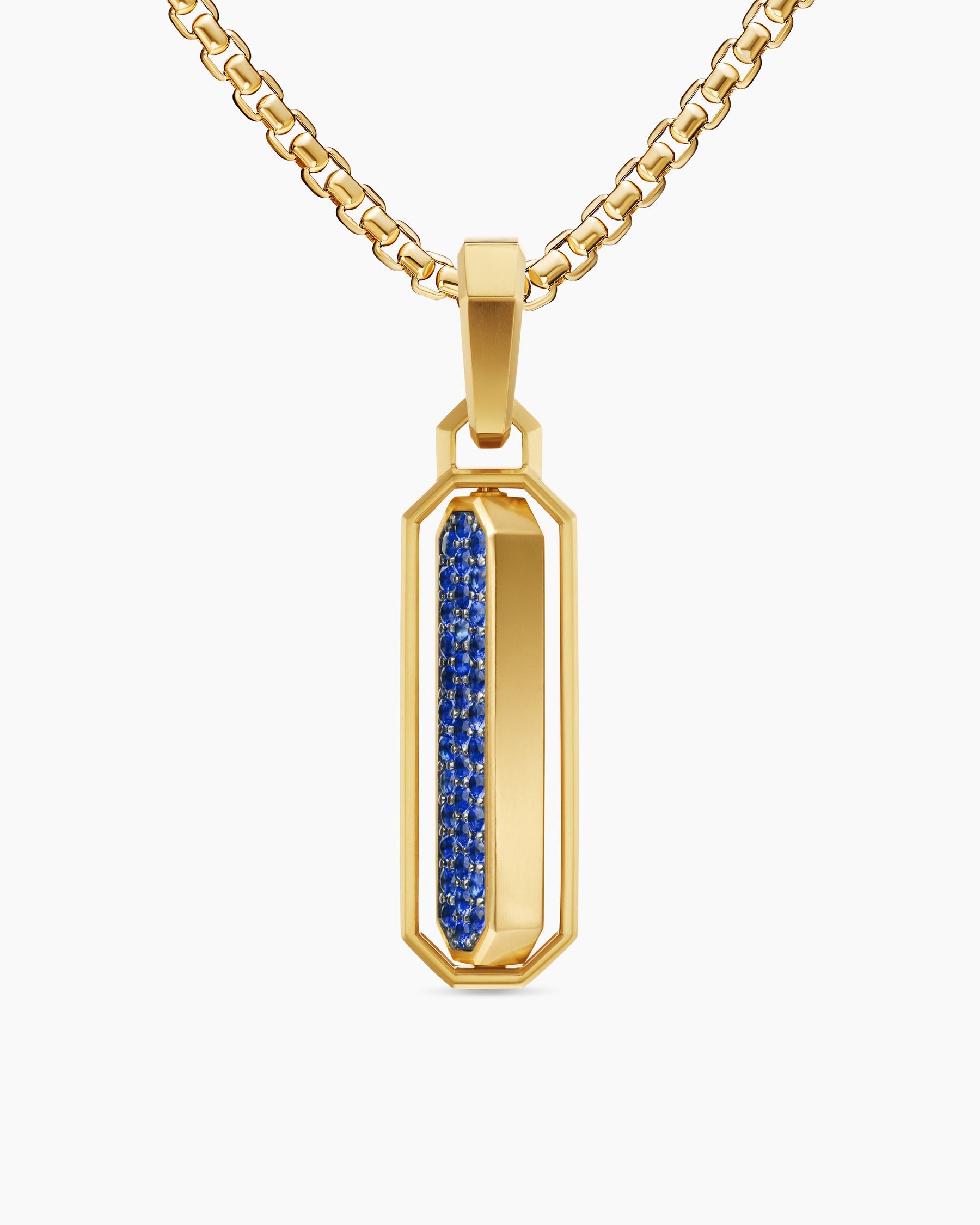 Streamline® Inlay Amulet in 18K Yellow Gold with Lapis and Sapphires, 30.7mm