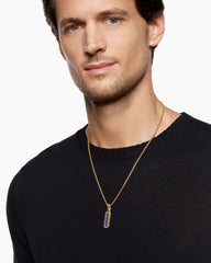 Streamline® Inlay Amulet in 18K Yellow Gold with Lapis and Sapphires, 30.7mm