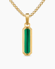 Streamline® Inlay Amulet in 18K Yellow Gold with Malachite and Emeralds, 30.7mm