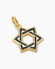 Star of David Amulet in 18K Yellow Gold with Forged Carbon, 25mm