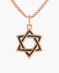 Star of David Amulet in 18K Rose Gold with Forged Carbon, 25mm
