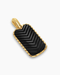 Chevron Tag in 18K Yellow Gold with Black Onyx, 27mm