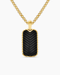 Chevron Tag in 18K Yellow Gold with Black Onyx, 27mm