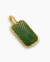Chevron Tag in 18K Yellow Gold with Nephrite Jade, 27mm