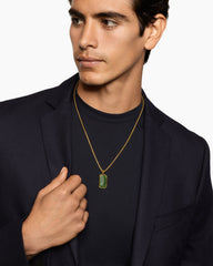 Chevron Tag in 18K Yellow Gold with Nephrite Jade, 27mm