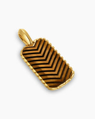 Chevron Tag in 18K Yellow Gold with Tiger's Eye, 27mm