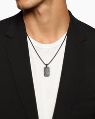 Chevron Tag in Black Titanium with Diamonds, 27mm