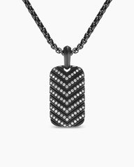 Chevron Tag in Black Titanium with Diamonds, 27mm