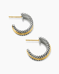 Cable Collectibles® Huggie Hoop Earrings in Sterling Silver with 14K Yellow Gold, 15.6mm