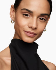 Crossover Hoop Earrings in Sterling Silver with 18K Yellow Gold, 17mm