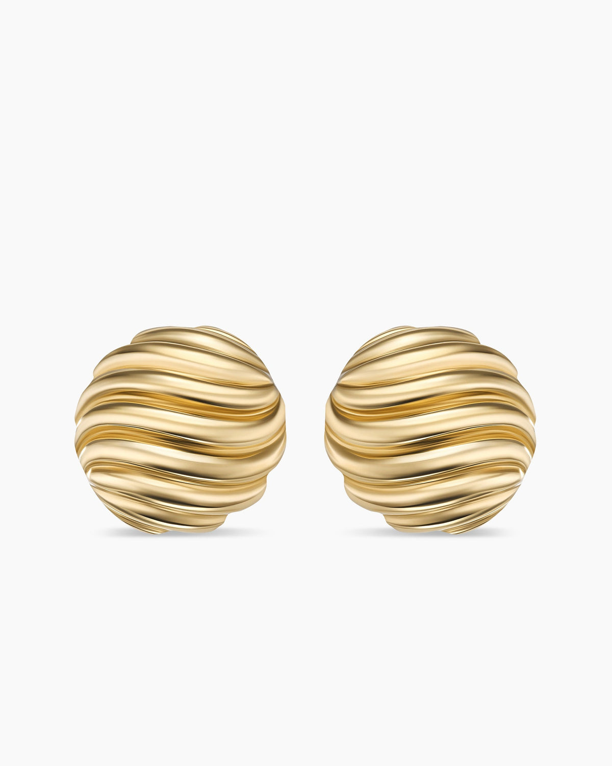 Sculpted Cable Stud Earrings in 18K Yellow Gold, 14mm