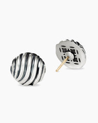 Sculpted Cable Stud Earrings in Sterling Silver, 14mm