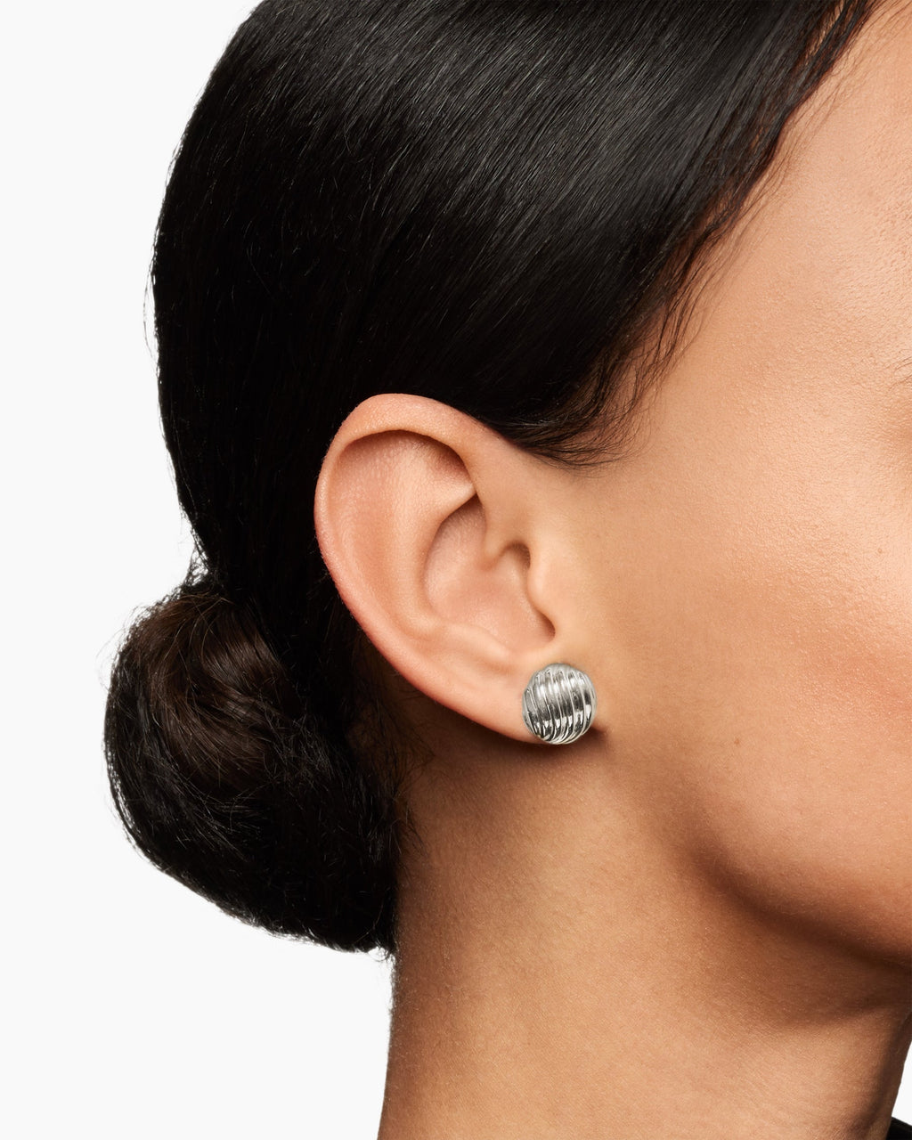 Sculpted Cable Stud Earrings in Sterling Silver, 14mm