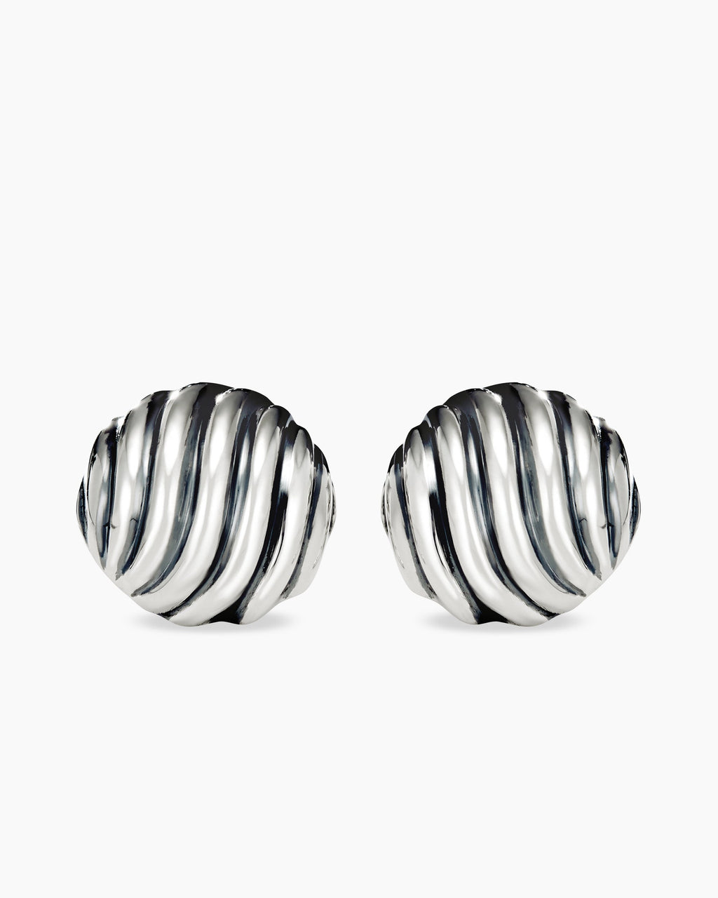 Sculpted Cable Stud Earrings in Sterling Silver, 14mm