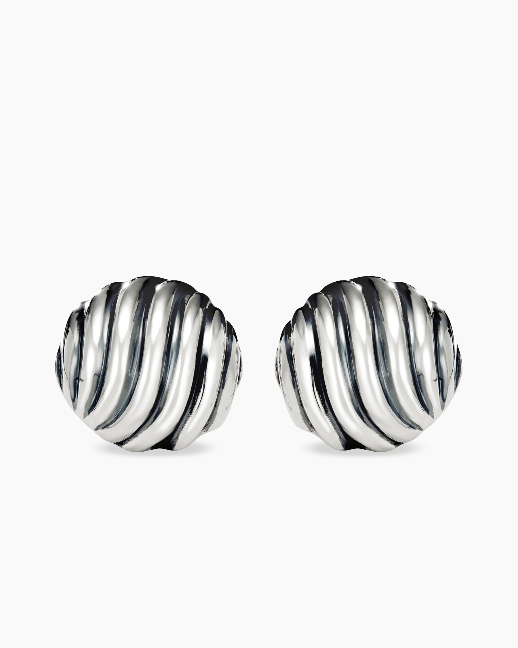Sculpted Cable Stud Earrings in Sterling Silver, 14mm