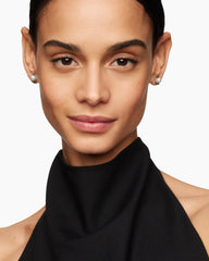 Crossover Infinity Pearl Stud Earrings in 18K Yellow Gold with Pearls, 10mm