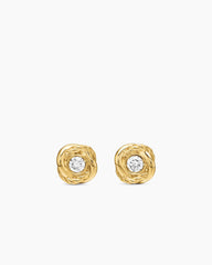 Infinity Stud Earrings in 18K Yellow Gold with Diamonds, 6.8mm