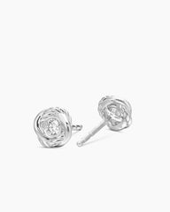 Infinity Stud Earrings in 18K White Gold with Diamonds, 6.8mm