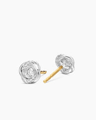 Infinity Stud Earrings in Sterling Silver with Diamonds, 6.8mm