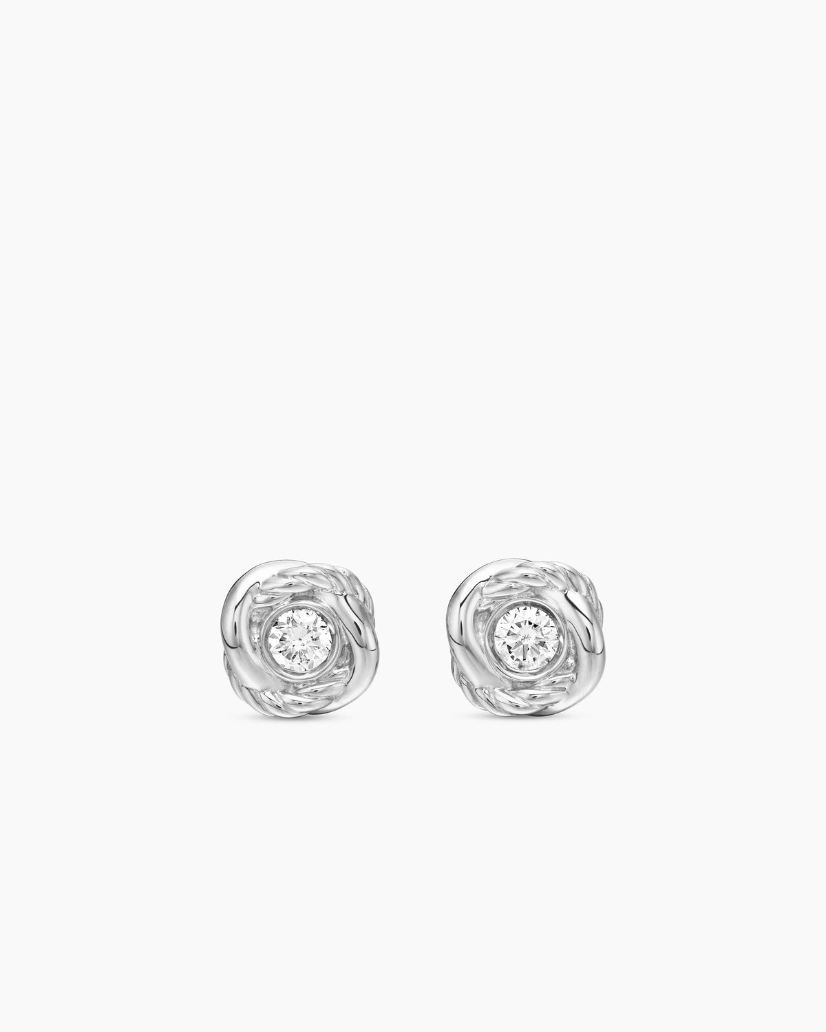 Infinity Stud Earrings in Sterling Silver with Diamonds, 6.8mm